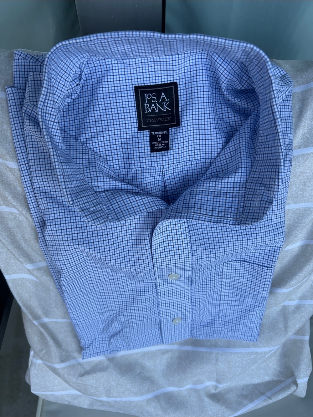 Jos. A. Bank Light Blue Micro-Check Traveler Dress Shirt